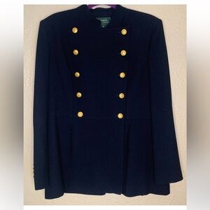 Lauren by Ralph Lauren Vintage Navy Skirt Suit Set Size 14